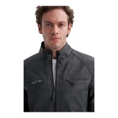 Erkek PU Deri Mont 10620 Siyah - 3