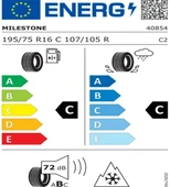 Milestone 195/75 R16 C TL 107/105R 8PR WINTIDE Hafif Ticari Kamyonet Kış Lastiği (Üretim Tarihi:2025) thumbnail 2