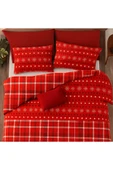 Çift Kişilik Pamuklu Nevresim Takımı Kırmızı Yılbaşı Desenli - 1