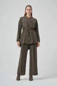 Nuss 1022 Taş İşlemeli Pantolonlu Takım - Haki thumbnail 1