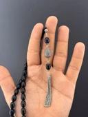 MURİ TESBİH 6,4 GR 925 AYAR GÜMÜŞ PÜSKÜL M.S.G ATEŞ KEHRİBAR BEYZİ KESİM 7,50X10,75 - 3