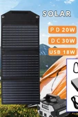 Lİtae Trend BFS SH-03 30W Hızlı Şarj Taşınabilir Güneş Enerji Paneli Şarj İstasyonu - Siyah - 1