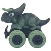 Sürtmeli Dinazor Arabalar 12 cm - H-20 - Triceratops - Yeşil - 2