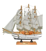 Monalisa Home 32 cm Uzunlukta Ahşap Yelkenli Maket Gemi thumbnail 5
