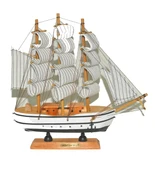 Monalisa Home 32 cm Uzunlukta Ahşap Yelkenli Maket Gemi thumbnail 4