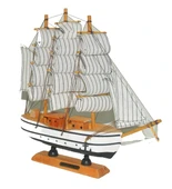 Monalisa Home 32 cm Uzunlukta Ahşap Yelkenli Maket Gemi thumbnail 2