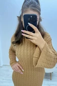 Örme Kahverengi Uzun Elbise - 5
