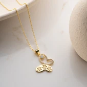 Vaoov 925 Ayar Gümüş Çiçek Desenli Taşlı Kelebek Kolye thumbnail 3