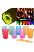 8 Adet Glow Parti Bardak Karanlıkta Parlayan Yılbaşı Neon Işıklı Kokteyl Bardağı 8.5x10.5 cm thumbnail 8