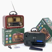 NS-6650 Büyük Boy Telefon Tutma Aparatlı Retro Ahşap Tasarım Bluetooth Hoparlörlü Radyo Fm/am thumbnail 4
