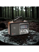 NS-8897 Orta Boy Retro, Nostaljik, Ahşap Tasarım Bluetooth Hoparlörlü, Şarjlı, Taşınabilir Fm/am Destekli Radyo thumbnail 3