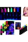 6 Adet Glow Parti Ruj Karanlıkta Parlayan Yanan Uv Neon Fosforlu Lipstick Dudak Yüz Boyama - 1