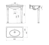 Creavit Antik Etajerli Beyaz Lavabo 80 cm - 3