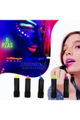 6 Adet Glow Parti Ruj Karanlıkta Parlayan Yanan Uv Neon Fosforlu Lipstick Dudak Yüz Boyama - 4