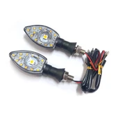Motosiklet Üniversal Led Sinyal Beyaz Camlı Mercekli - 1