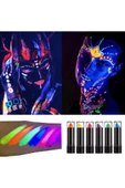 6 Adet Glow Parti Ruj Karanlıkta Parlayan Yanan Uv Neon Fosforlu Lipstick Dudak Yüz Boyama - 7