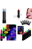 6 Adet Glow Parti Ruj Karanlıkta Parlayan Yanan Uv Neon Fosforlu Lipstick Dudak Yüz Boyama - 8