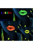 6 Adet Glow Parti Ruj Karanlıkta Parlayan Yanan Uv Neon Fosforlu Lipstick Dudak Yüz Boyama - 3