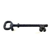 Antika Tarz Dekoratif Pirinç Anahtar Şeklinde Kapı Çekme Kolu, Mobilya, Sandık, Kutu Kulbu - 128mm, Oksit - 1