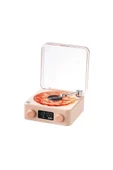 Waves Nostalji Plak Görünümlü Bluetooth Hoparlör 3d Ses Dalgası Retro Müzik Plak Pembe - 1