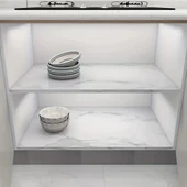 Mermer Desenli Mutfak Duvar Kağıdı Sticker - 5m X 60cm: Su Ve Yağa Dayanıklı, Yüksek Sıcaklık Esnekliğine Sahip Tezgah, Dolap, Ocak Yenileme Folyosu T10 - 4