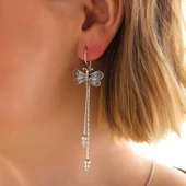 925 Ayar Gümüş Telkari Sallantılı Yusufçuk Kadın Küpe T8050 (599599) thumbnail 2