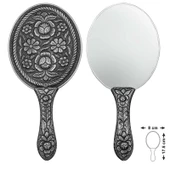 925 Ayar Gümüş Papatya ve Gül Motifli El Aynası T8633 (599599) - 1