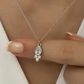 925 Ayar Gümüş Çiğ Damlası Tektaş Kadın Gümüş Kolye T5974 (599599) thumbnail 5