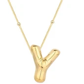 925 Ayar Gümüş Gold Balon Y Harfi Kadın Gümüş Kolye T7870 (599599) - 1