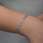 925 Ayar Gümüş Zirkon Taşlı Çift Sıra Kadın Bileklik T8370 (599599) thumbnail 5