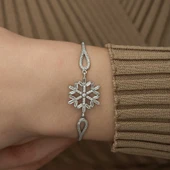 925 Ayar  Gümüş Baget Taşlı Kar Tanesi Bileklik T5243 (599599) thumbnail 4
