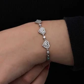925 Ayar Gümüş Baget Taşlı Kalp Kadın Bileklik T8559 (599599) thumbnail 5