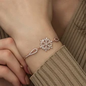 925 Ayar Gümüş Rose Baget Taşlı Kar Tanesi Bileklik T5242 (599599) thumbnail 4