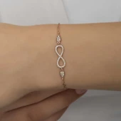 925 Ayar Gümüş Rose Sonsuzluk Kadın Bileklik T7193 (599599) thumbnail 5