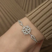 925 Ayar  Gümüş Baget Taşlı Kar Tanesi Bileklik T5243 (599599) thumbnail 3