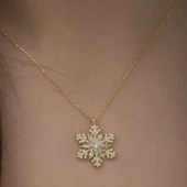 925 Ayar Gümüş Gold Kar Tanesi Kadın Gümüş Kolye T5222 (599599) thumbnail 2