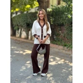 Lucky Life Kadın Uzun Kollu Ribanali Cep Detay Hırka Ve Bol Paça Pantolon Ikili Takım - 5