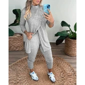 Lucky Life Kadın Uzun Kollu Balıkçı Yaka önden Düğmeli Bluz Ve Pantolon Yumoş Ikili Takım - 2