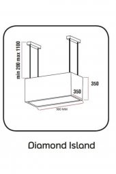 ALVEUS Diamond 90 cm  Siyah Ada Davlumbaz - 3
