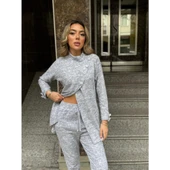 Lucky Life Kadın Uzun Kollu Balıkçı Yaka önden Düğmeli Bluz Ve Pantolon Yumoş Ikili Takım - 5