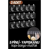 5 Pinli 3 lü set Yapışkanlı Askı Xenoty Design - 1