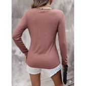 Lucky Life Kadın Uzun Kollu V Yakalı Kaşkorse Bluz - 3