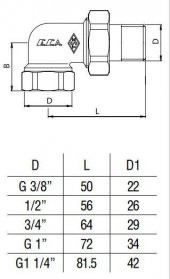 Eca 1/2 Köşe Rakor Nikel Kaplamalı 602121002 - 2