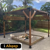 iAhşap 9 x 9 Ana direk ve Metek Bağlatısı 45 derece Eli belinde Pergola Braketi - 6