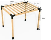 iAhşap Pergola Braket Seti 4 Ana Direkli Dalgalı Gölgelikli Üst Izgaralı - 6