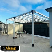 iAhşap 9 x 9 Ana direk Meretek Çıkışı Aşağı 15 derece 4 kollu Pergola braketi - 7