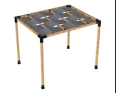 iAhşap Pergola Braket Seti 4 Ana Direkli Dalgalı Gölgelikli Üst Izgaralı - 1