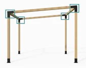 iAhşap 9 x 9 Köşe Mertek Çıkışı Sol Aşağı 2 Derece 3 kollu Pergola braketi - 4