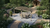 iAhşap Pergola Braket Seti 6 Ana Direkli - Izgaralı Pergola Seti - 1