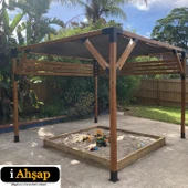 iAhşap Braket Seti 4 Ana Direkli Seperatörlü - Gölgelikli Pergola - 7